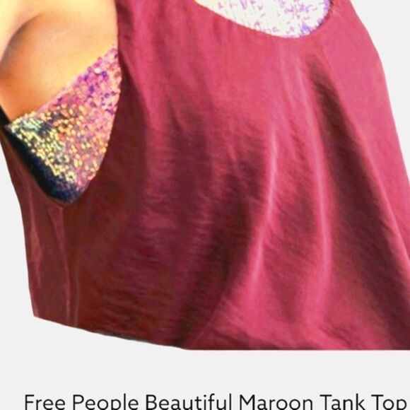 Free People "Turn It On" Maroon /Purple Cami Size S/M - Picture 3 of 8